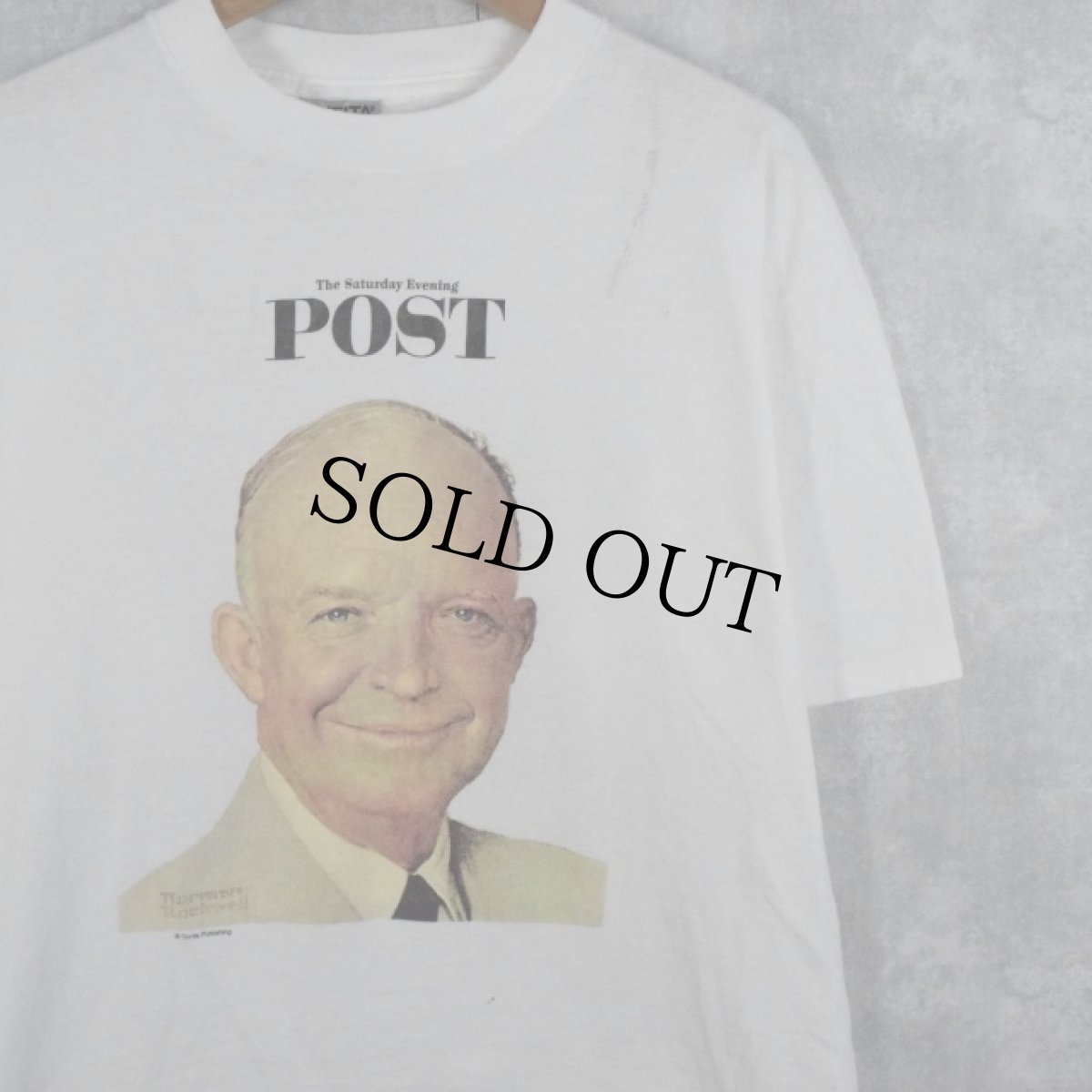 画像1: 90's Norman Rockwell  The Saturday Evening POST "Dwight Eisenhower" アートイラストTシャツ L  (1)