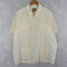 画像1: GUAYABERA フルジップ キューバシャツ XL (1)
