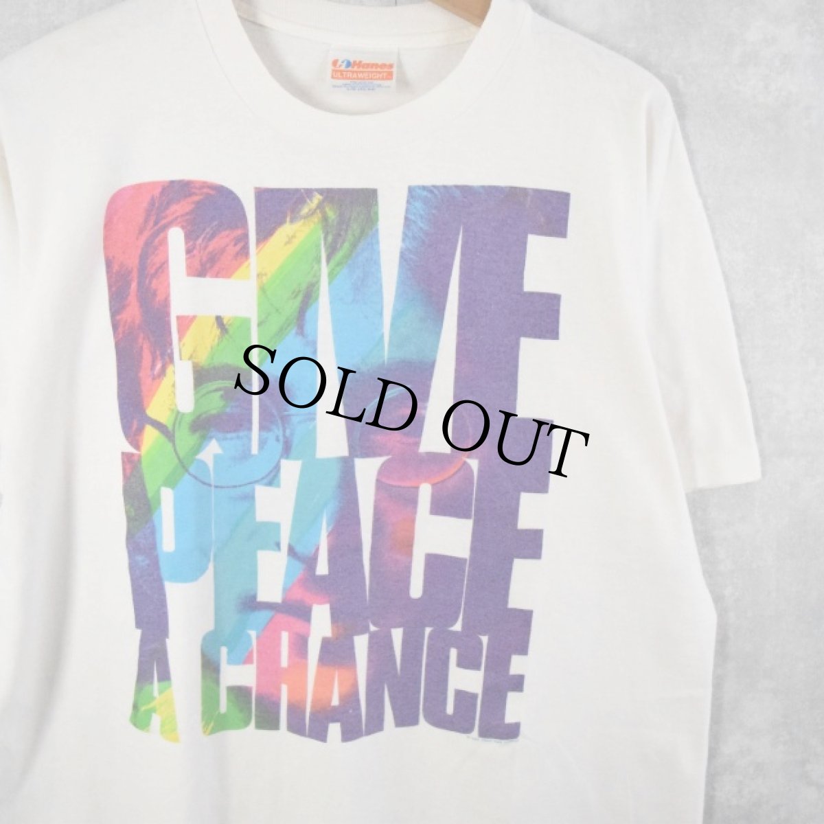 画像1: 90's JOHN LENNON USA製 "GIVE PEACE A CHANCE" ミュージシャンTシャツ L (1)