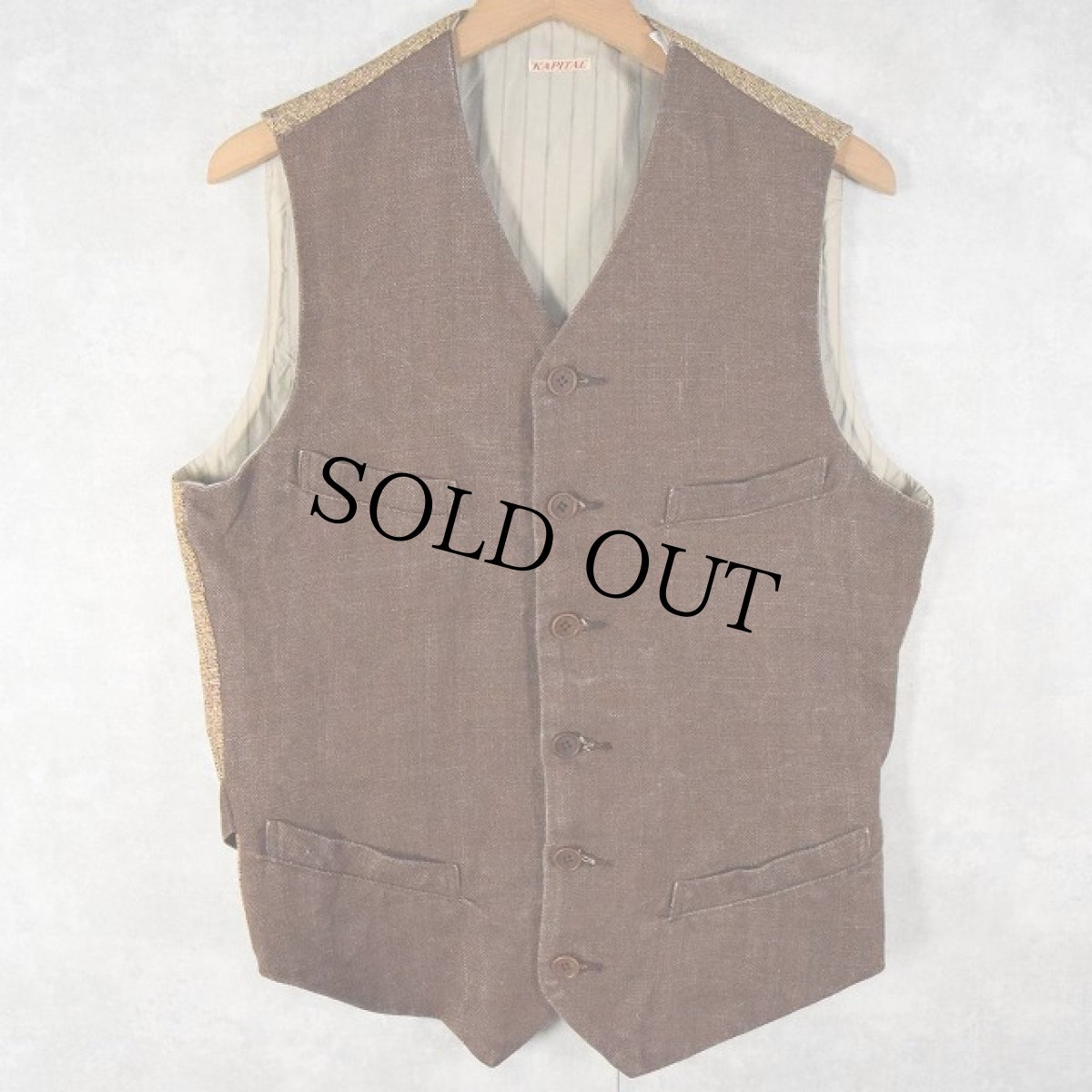 画像2: KAPITAL ヤシの木柄 リネンベスト L (2)