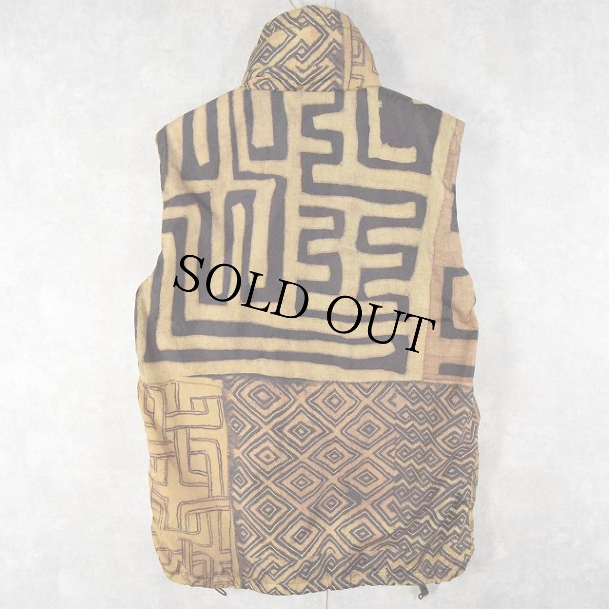 画像2: KAPITAL 総柄 フード付き ナイロンベスト M (2)