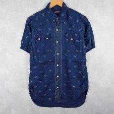 画像1: 【SALE】 KAPITAL インディゴリネン ウエスタンシャツ M (1)