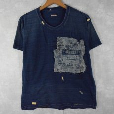 画像1: KAPITAL KOUNTRY 刺し子刺繍×襤褸加工 Tシャツ (1)