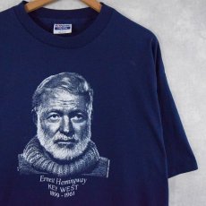 画像1: 90's Ernest Hemingway USA製 作家プリントTシャツ XXL (1)