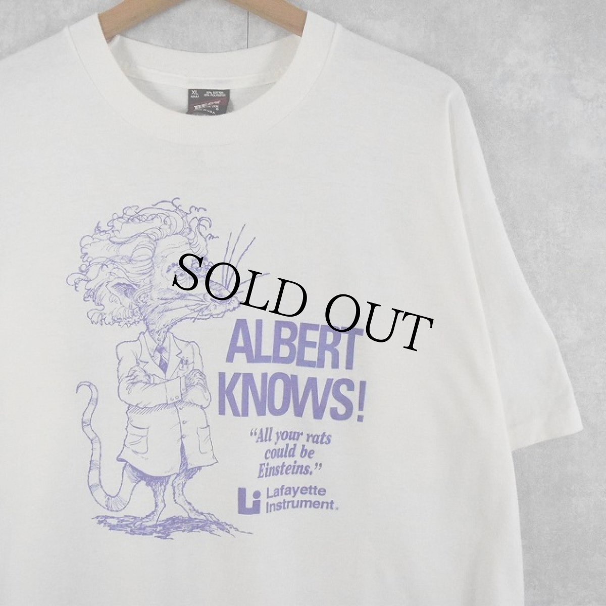 画像1: 80〜90's USA製 "ALBERT KNOWS" パロディイラスト プリントTシャツ XL (1)