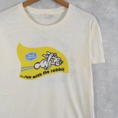 画像1: 70's UNION CARBIDE "...run with the rabbit" モーターサイクルオイル会社 イラストTシャツ L (1)