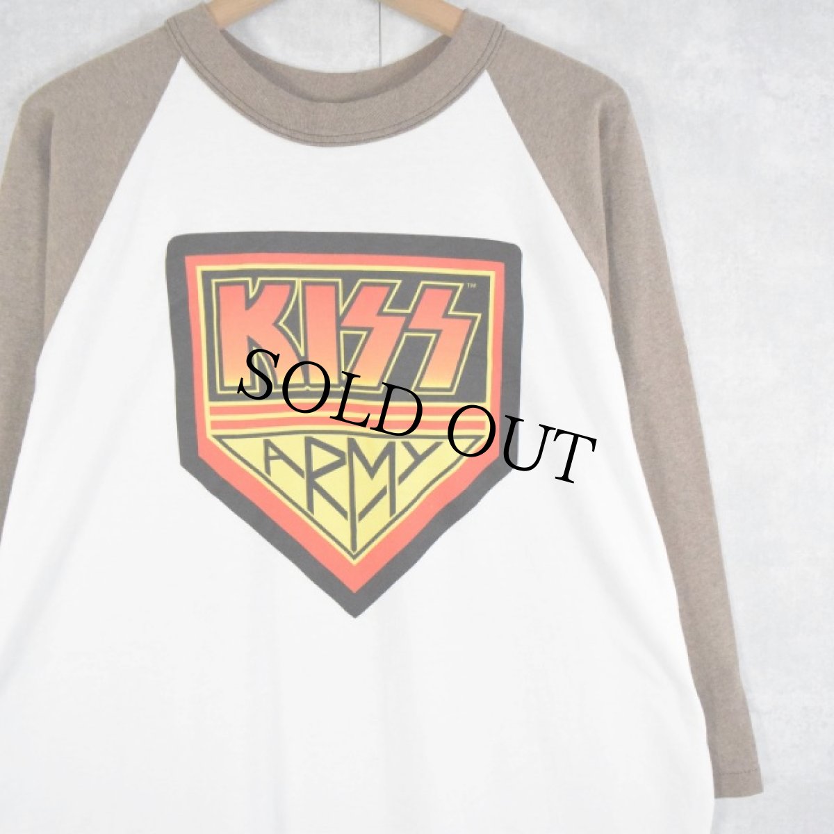 画像1: 90's KISS USA製 "KISS ARMY" ロックバンドファンクラブ プリントラグランTシャツ XL (1)