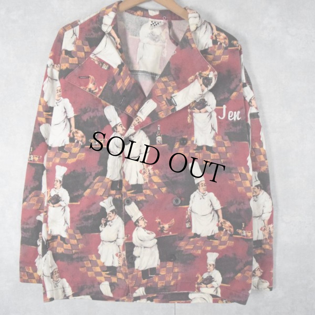 画像1: **【SALE】Chef Revival 総柄 コックシャツ S (1)