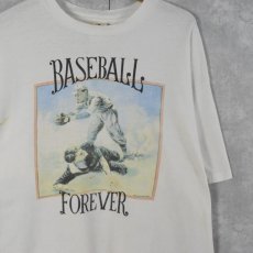 画像1: 90's USA製 "BASEBALL FOREVER" プリントTシャツ XL (1)
