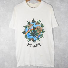 画像1: 【SALE】90's USA製 "HEALER" ガンジャプリントTシャツ L (1)