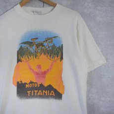 画像1: 90's USA製 "CYCLES MOTOS TITANIA" イラストプリントTシャツ L (1)
