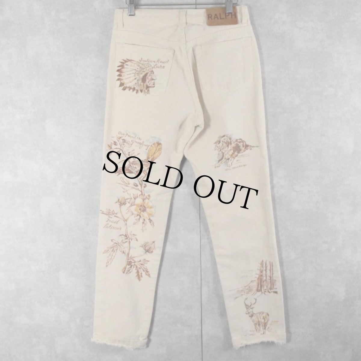 画像2: Ralph Lauren USA製 アウトドア柄 生成りデニムパンツ W29 (2)