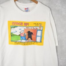 画像1: 90's "STOCK UP!" シュールイラストTシャツ XL (1)