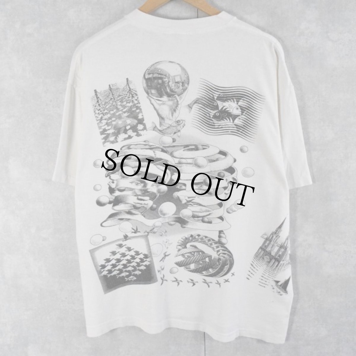 画像2: 90's M.C. Escher USA製 アートプリントTシャツ XL (2)