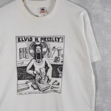 画像1: 90's BADBOB USA製 "ELVIS H. PRESLEY!" イラストプリントTシャツ L (1)