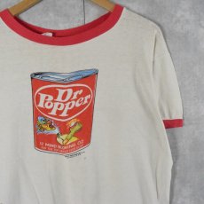 画像1: 70's Dr Popper "WACKEY PACKAGES" パロディプリント リンガーTシャツ L (1)