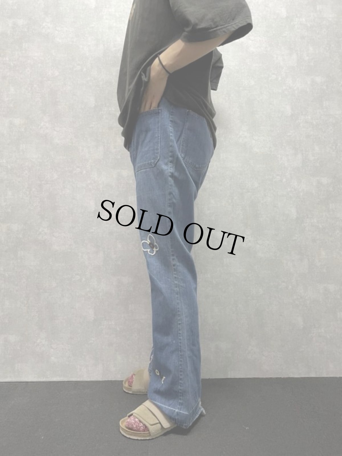 画像3: 70's Madewell 刺繍×パッチワーク デニムセーラーパンツ W33 (3)