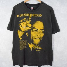 画像1: 90's MALCOLM X USA製 "BY ANY MEANS NECESSARY" 名言プリントTシャツ XL (1)