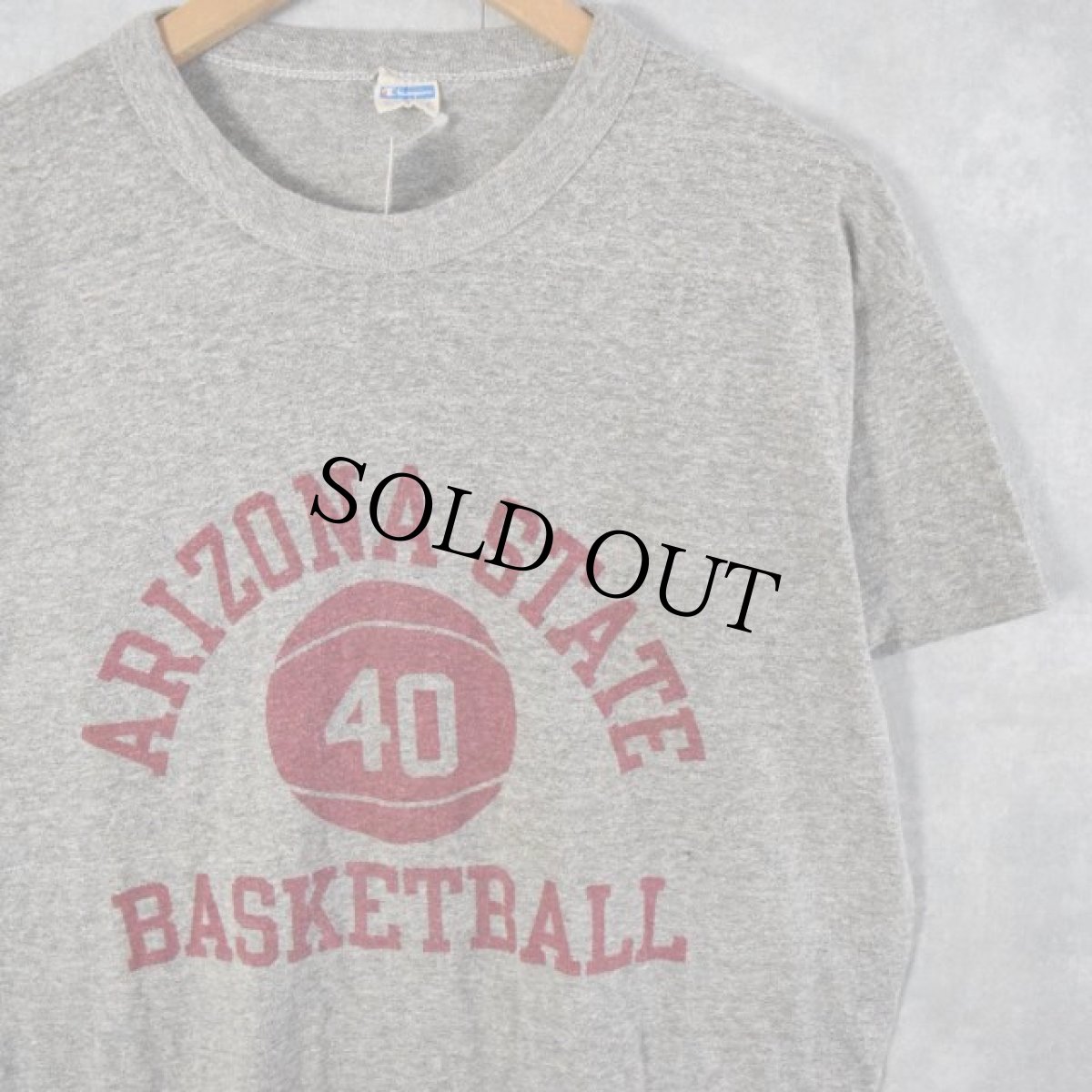 画像1: 70's Champion USA製 バータグ "ARIZONA STATE BASKETBALL" 染み込みプリントTシャツ XL (1)