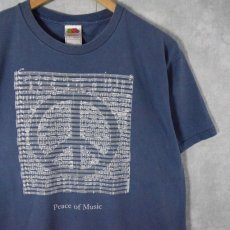 画像1: Peace of Music 楽譜×ピースマーク Tシャツ L (1)