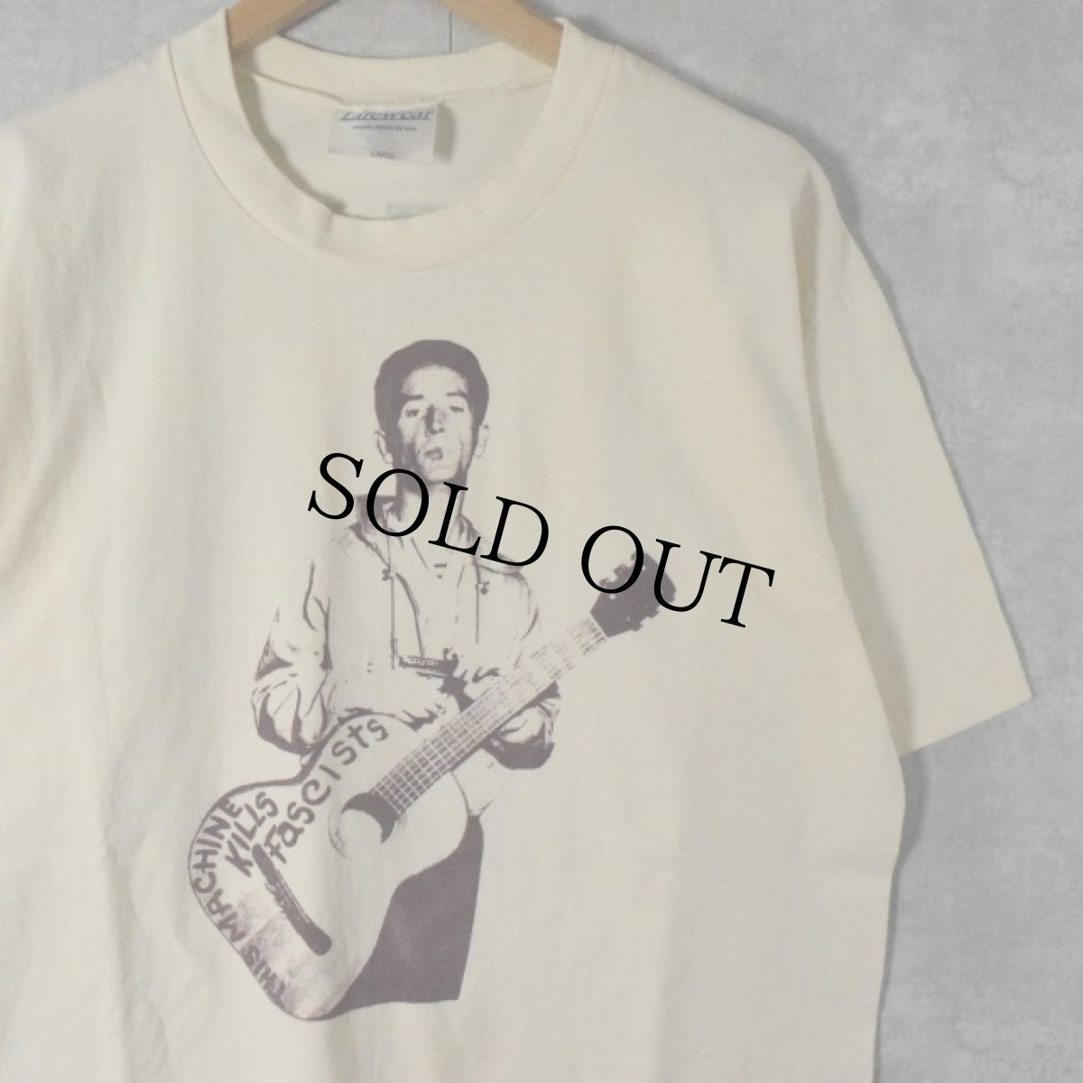 画像1: Woody Guthrie USA製 ミュージシャンプリントTシャツ L (1)