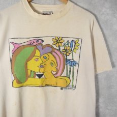 画像1: 90's USA製 アートプリントTシャツ L (1)