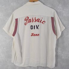 画像1: 50〜60's George London "Passaic DIV." チェーン刺繍 ボーリングシャツ M (1)