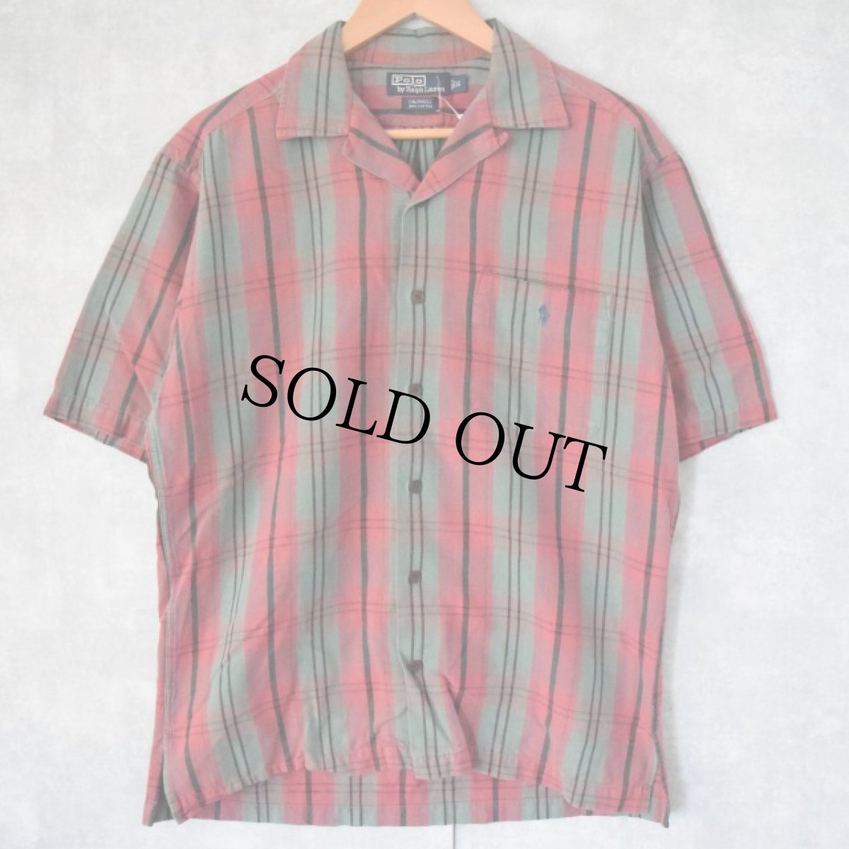 画像1: POLO Ralph Lauren "CALDWELL" チェック柄 オープンカラーコットンシャツ S (1)
