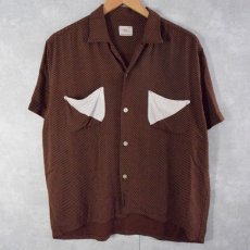 画像1: 50〜60's REIS ドット柄 オープンカラーシャツ L (1)