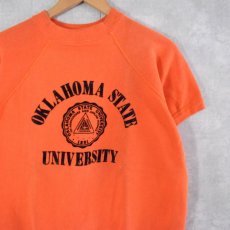 画像1: 60's ARTEX "OKLAHOMA STATE UNIVERSITY" フロッキープリント半袖スウェット XL (1)