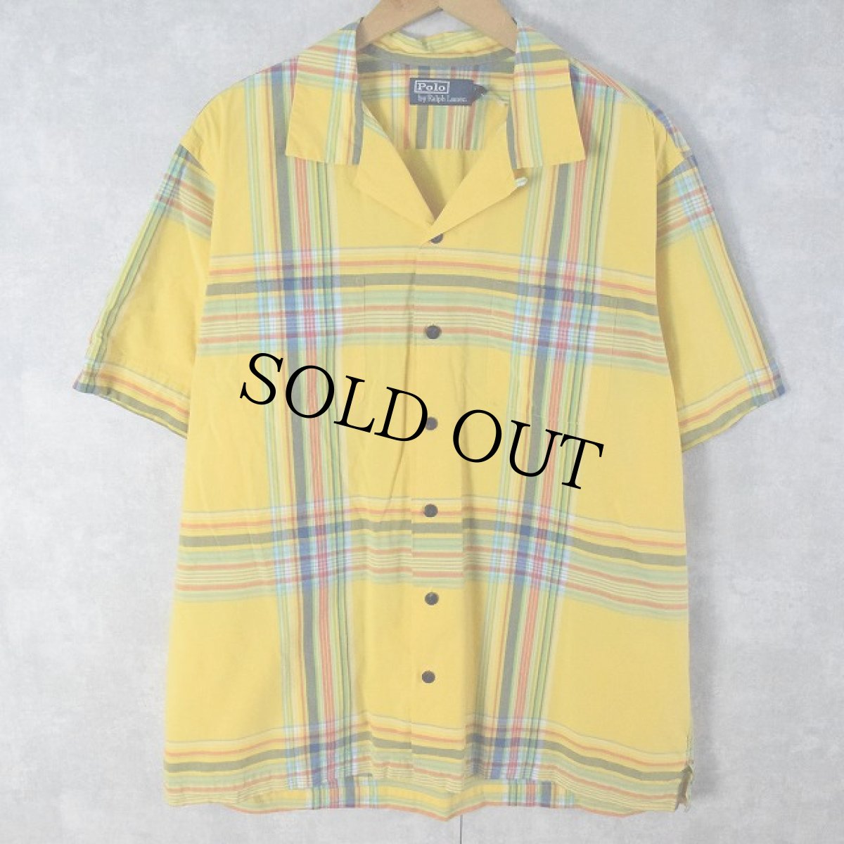 画像1: POLO Ralph Lauren チェック柄 コットンオープンカラーシャツ XL (1)