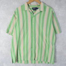 画像1: POLO Ralph Lauren "CALDWELL" ストライプ柄 コットンオープンカラーシャツ L (1)