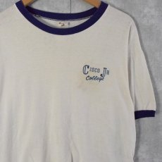 画像1: 80's "CISCO JR COLLEGE" プリントリンガーTシャツ L (1)