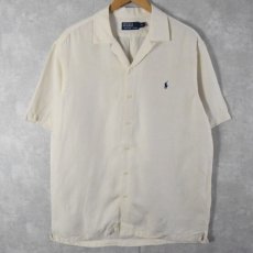 画像1: POLO Ralph Lauren リネン×シルク オープンカラーシャツ L (1)