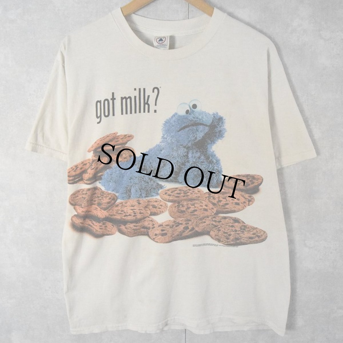 画像1: 90's COOKIE MONSTER "got milk" キャラクタープリント Tシャツ L (1)