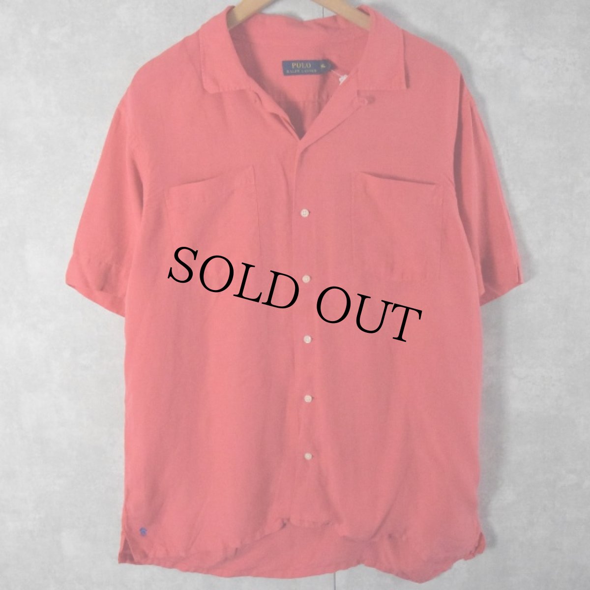 画像1: POLO Ralph Lauren リネン×シルク オープンカラーシャツ L (1)