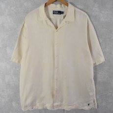 画像1: POLO Ralph Lauren リネン×シルク オープンカラーシャツ XL (1)