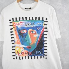 画像1: 【お客様支払い処理中】90's Fred Babb USA製 "Don't Look Out Look in" アートプリントTシャツ XL (1)