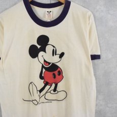 画像1: 80's Walt Disney Productions USA製 "MICKEY MOUSE" キャラクターリンガーTシャツ L (1)