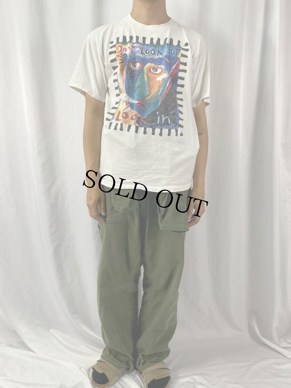画像2: 90's Fred Babb USA製 "Don't Look Out Look in" アートプリントTシャツ L (2)