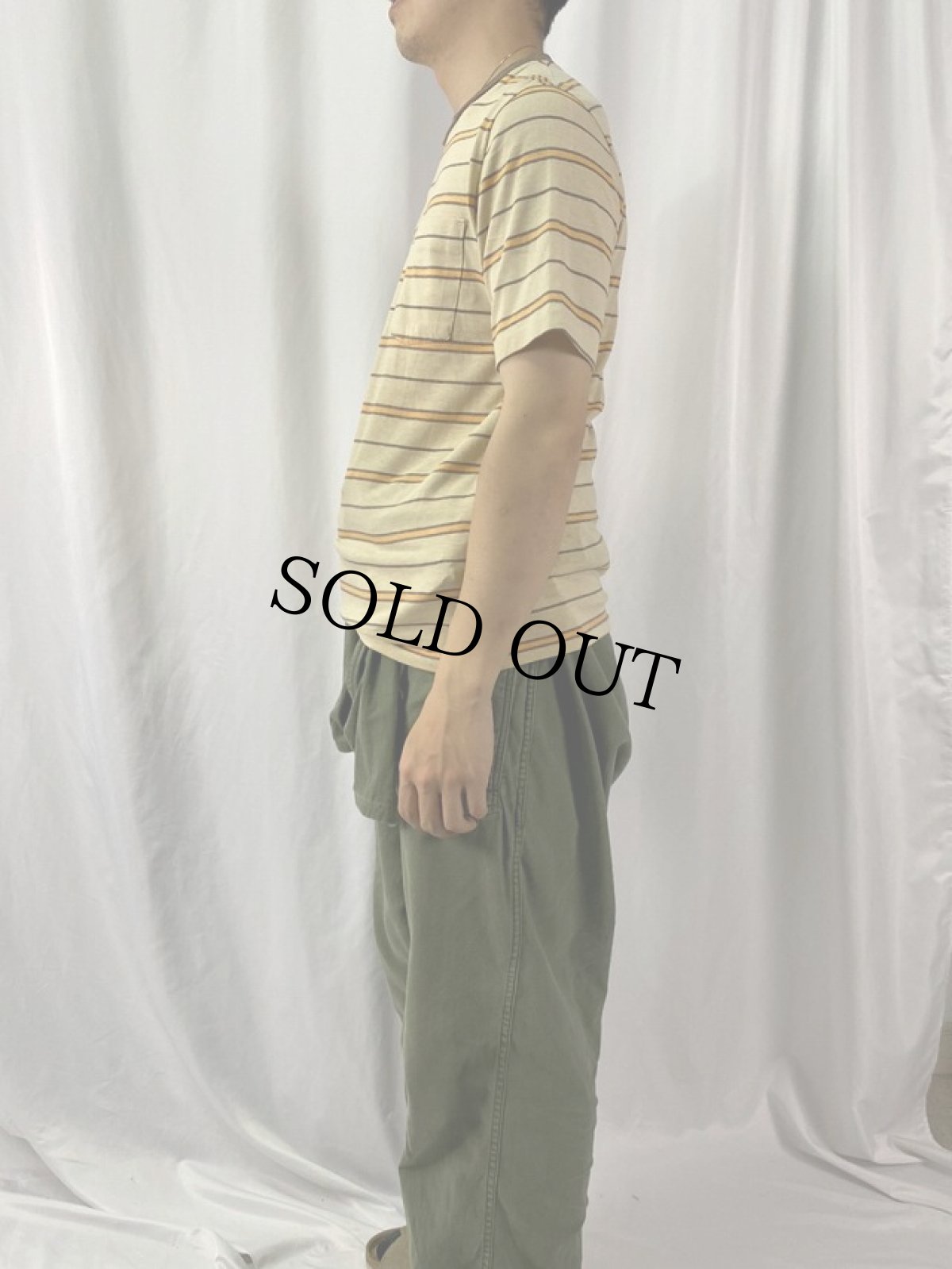 画像3: 70's K mart マルチボーダー柄 ポケットTシャツ (3)