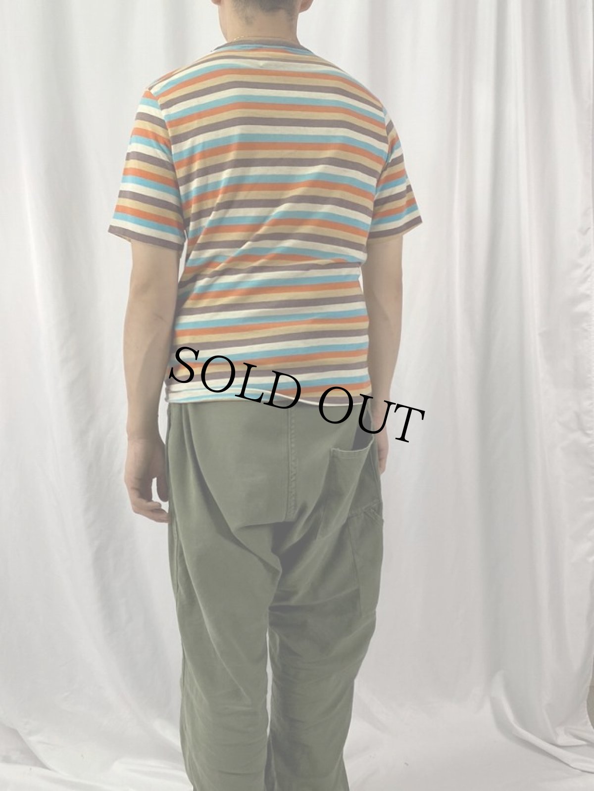 画像4: 70's K mart マルチボーダー柄 ポケットTシャツ (4)