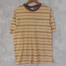 画像1: 70's K mart マルチボーダー柄 ポケットTシャツ  (1)