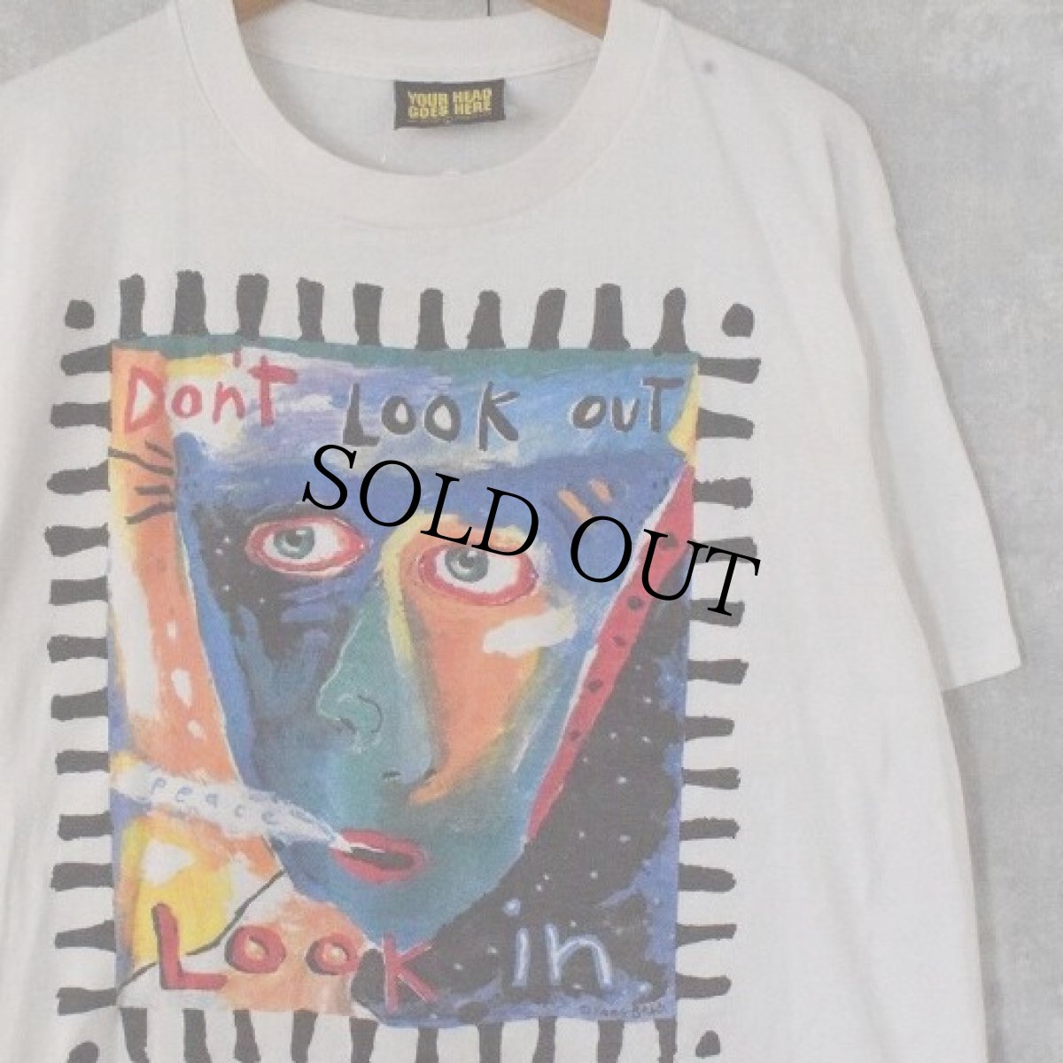 画像1: 90's Fred Babb USA製 "Don't Look Out Look in" アートプリントTシャツ L (1)