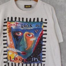 画像1: 90's Fred Babb USA製 "Don't Look Out Look in" アートプリントTシャツ L (1)