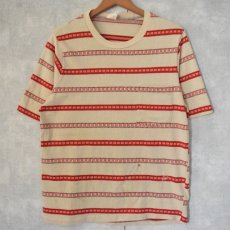 画像1: 70〜80's PENNY'S TOWNCRAFT ボーダー柄織 ポケットTシャツ L  (1)