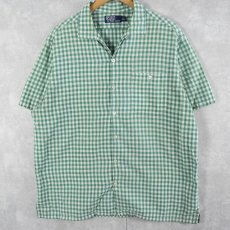 画像1: POLO Ralph Lauren ギンガムチェック柄 コットンオープンカラーシャツ XL (1)