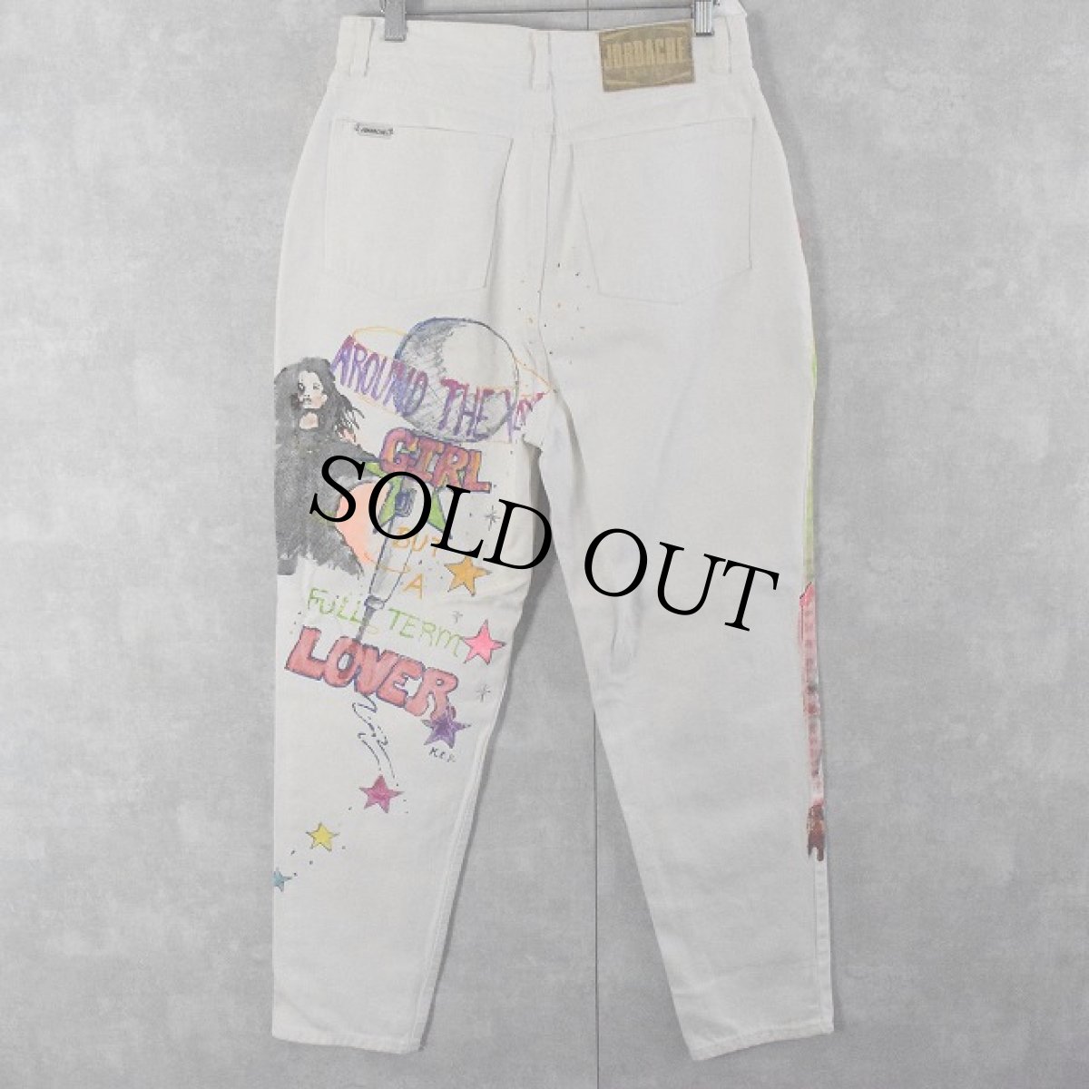 画像2: 90's JORDACHE BASIC USA製 ハンドペイント ホワイトデニムパンツ W30 (2)