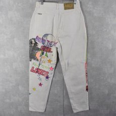 画像2: 90's JORDACHE BASIC USA製 ハンドペイント ホワイトデニムパンツ W30 (2)