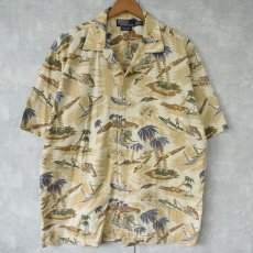 画像1: POLO Ralph Lauren "CLAYTON" オールオーバーパターン コットンアロハシャツ M (1)